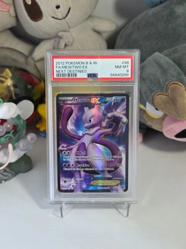 Mewtwo EX 98/99 Next Destinies B&W 2012 Pokémon Card Full Art Holo MINT PSA 8