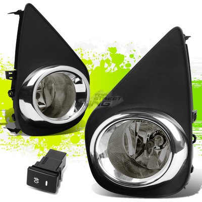 Factory Style Fog Light+Bezel Covers+Switch for Toyota Yaris 2/4Dr 15-16 Smoked
