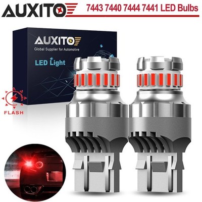 7443 7440 7444 Brake Red LED Strobe Flash Alert Bright Tail Light/Parking Bulbs