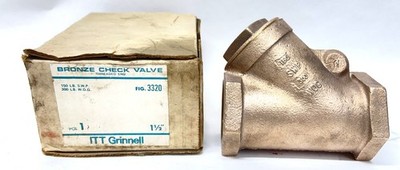USA NOS ITT Grinnell BRONZE CHECK VALVE 1-1/2'' FNPT + FNPT 150lb SWP 300 WOG