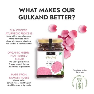 Kapiva Gulkand (Rose Petal Jam) 100% Natural | Sun-Cooked Damast Roses 300gm