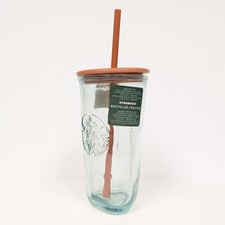 Starbucks Recycled Glass Triangle Bottom Cold Cup Tumbler, 16 oz, Grande Brown
