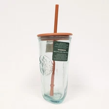 Starbucks Recycled Glass Triangle Bottom Cold Cup Tumbler, 16 oz, Grande Brown