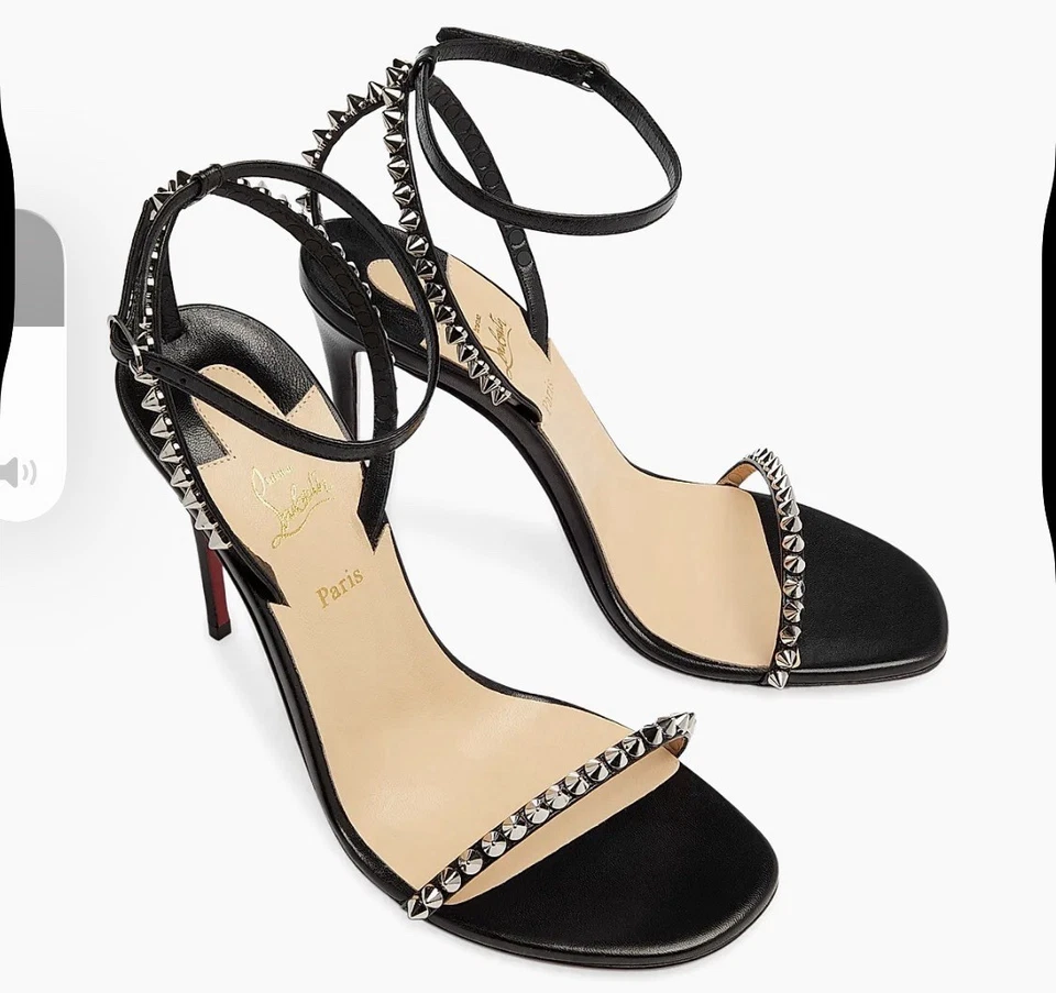 Christian Louboutin So Me 100 studded black leather Heels Size 6 36 1200129 BK65 - Image 3 of 4
