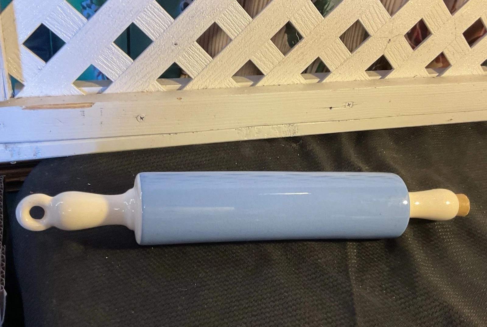 Vintage Ceramic Dough Rolling Pin with Water Filling & Cork 15.25 Long 2.5 Wide