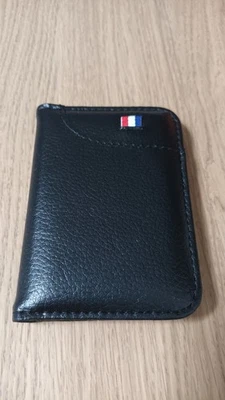 Étui Porte Carte Bancaire CB En Cuir Noir - Photo 1/4