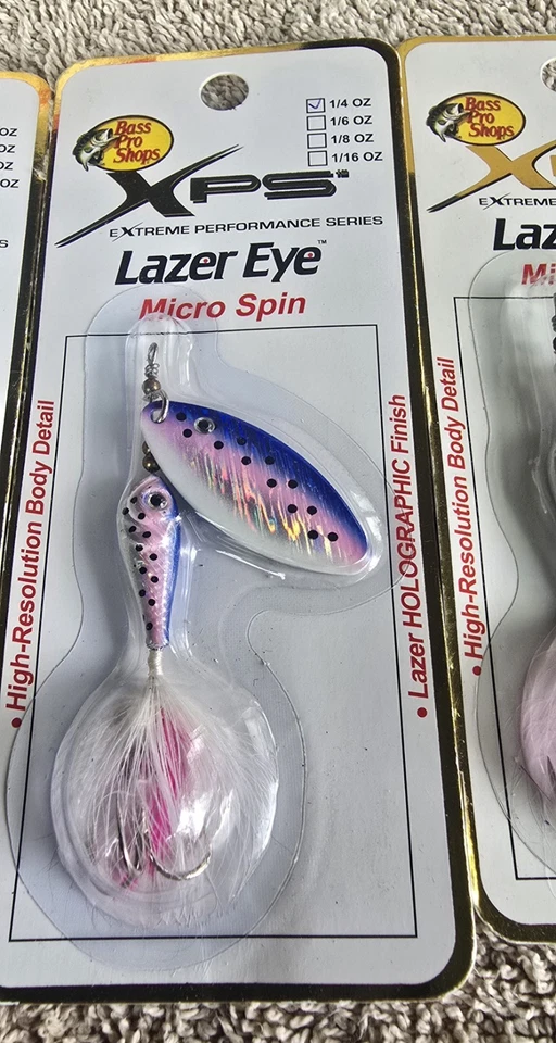 5 приманок Bass Pro Shops XPS Lazer Eye Micro Spin 4ea. 1/4 унции + 1ea. Рыбалка 1/8 унции - Изображение 3 из 4
