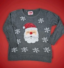 TIPSY ELVES SEQUIN SNOWMAN UGLY CHRISTMAS SWEATER Women's Size Large GRAY NWOT