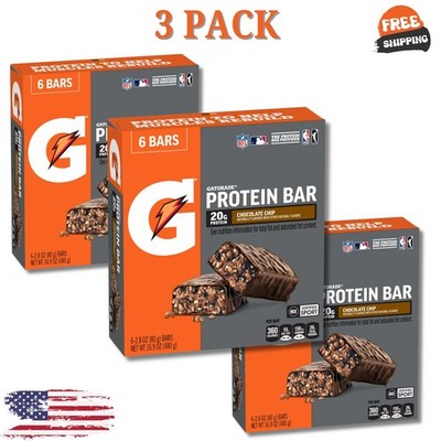 Gatorade Peanut Butter Chocolate Whey Protein Bars, 20g Protein, 6 Pack of 3