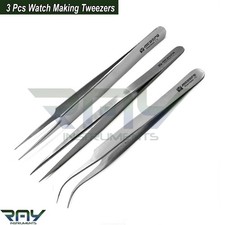 Set of 3 Professional Tweezers Jewellery  Watches Making Repairing Tools