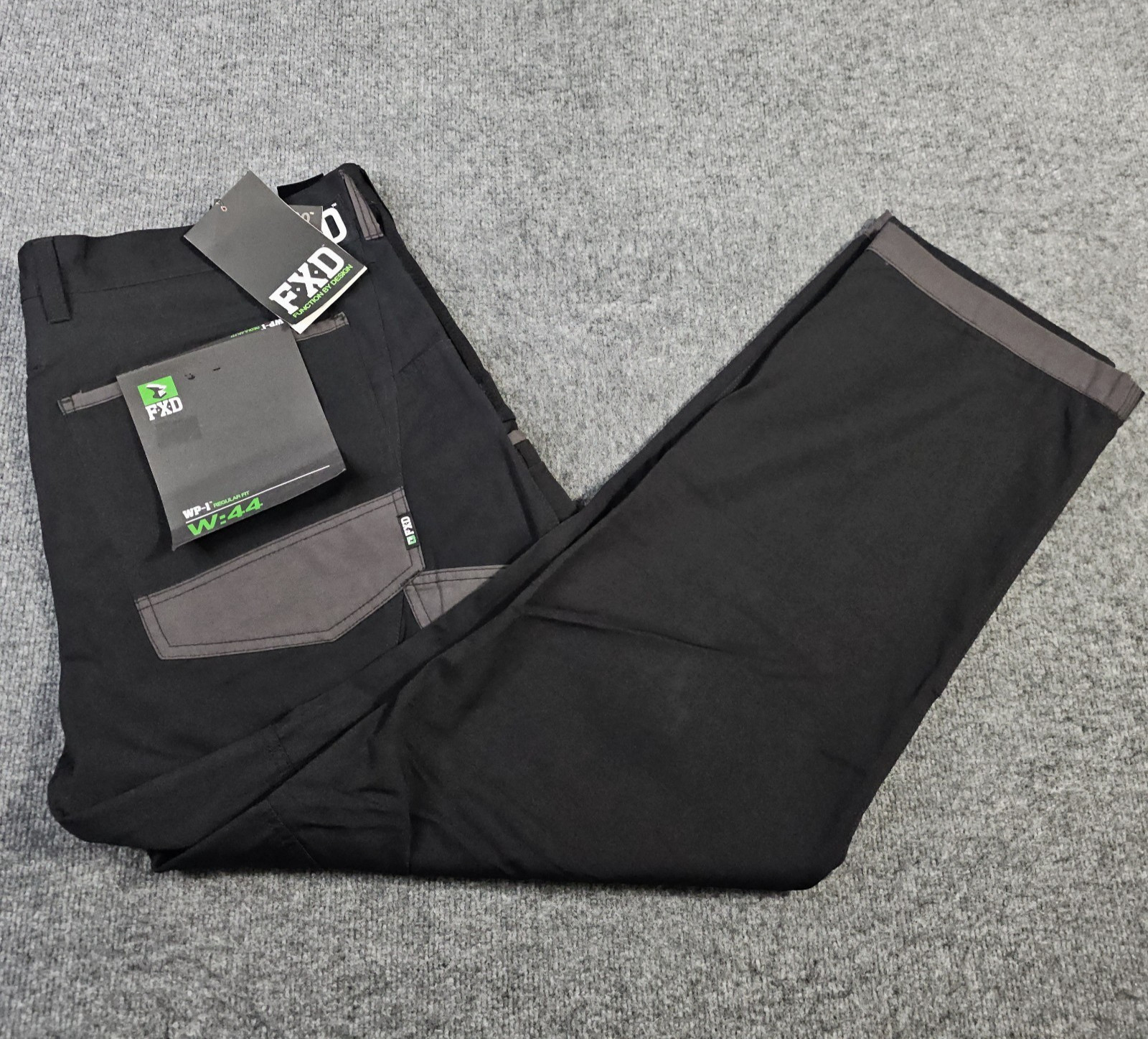 Mens 44x34 Black Cargo Workwear Dura500 Regular Knee Pockets