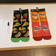 BOGO 2 PAIRS Odd Sox Top Ramen Novelty Food Crew Socks MRSP 14.99each Great deal