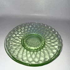 Uranium Green Vaseline Depression Glass Saucer Plates Vintage 6" Set of 3