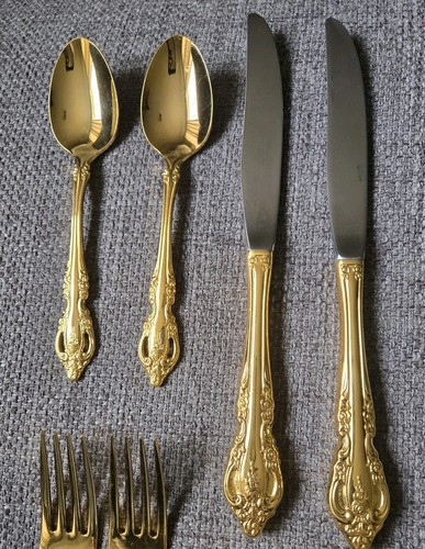 Oneida Community Gold Golden Brahms Besteck Set für 2 Top Zustand - Bild 2 von 10