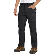 TACVASEN Men's Waterproof Ripstop Hiking Trousers in Black Size 34 New With Tags