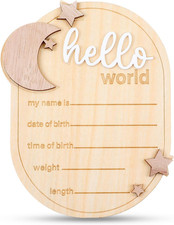 Baby Announcement Sign Wooden Moon and Stars Welcome Baby Sign Baby Name Sign fo
