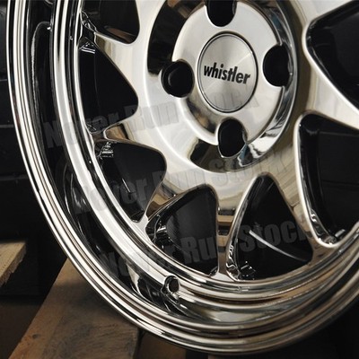 WHISTLER KR7 15x8 4x100 20 OFFSET PVD CHROME w/LIP 10 SPOKES SPORT