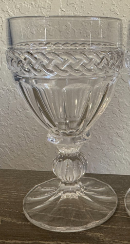 1 Water Goblet TOC74 by Towle 6" Panels, Braid Band, Ribbed Ball Stem, Clear