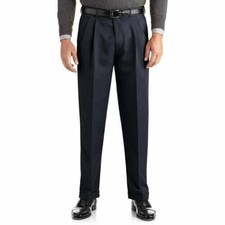 Big  Tall Mens Pleated Cuffed Microfiber Dress Pant With Adjustable Waistband