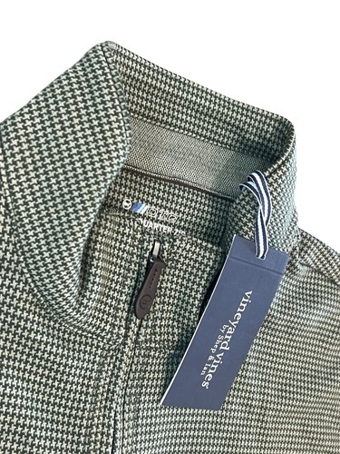 Vineyard Vines Herren Hahnentritt Bluffs Viertel-Reißverschluss Pullover Zypresse grün S Neu mit Etikett - Bild 4 von 12