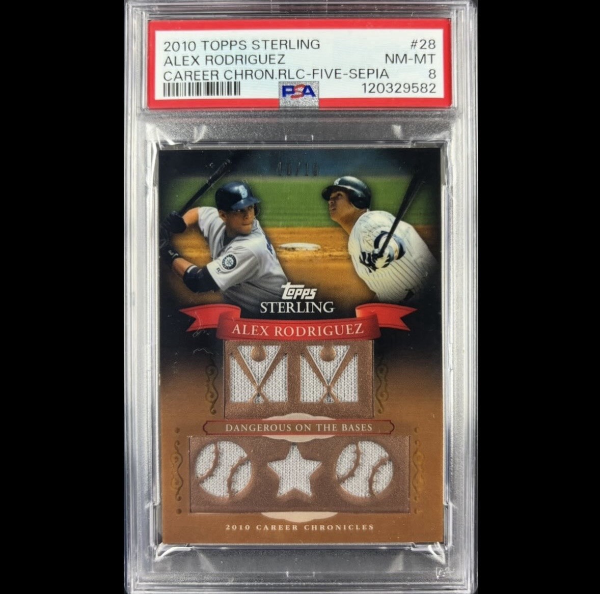 2010 Topps Sterling Career Chronicles 5 Jersey Swatches /10 PSA Alex Rodriguez