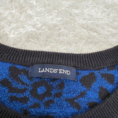 Lands' End Women's Blue Black Button Cardigan Boho Office Career No Size Tag - Picture 3 of 10