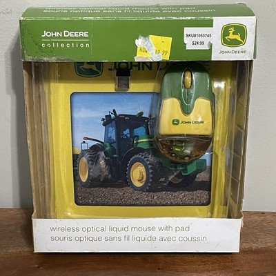John Deere Tractor Wireless Optical Liquid Mouse with Pad USB Dongle Mouse Pad