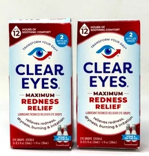 Clear Eyes,lubricant Redness Relief Eye Drop 0.5 Fl. Oz. (4 Bottles )EXP. 4/2026