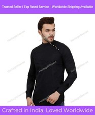 Mens Kurta Top Shirt Solid Mens Wear Cotton Short Designer Kurta on Jeans