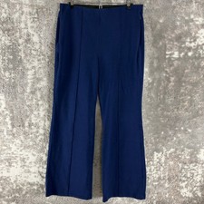 Lands' End Size M Pintuck Wide Leg Knit Trousers Blue Women