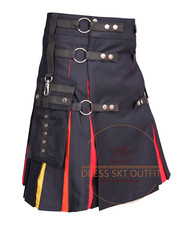 Men's Scottish Black Cotton Hybrid LGBTQ Pride Utility Kilt - Rainbow Kilt