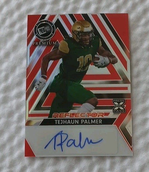 Tejhaun Palmer Leaf Press Pass Premium Autographs #BATP1 Red Reflector