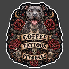 Pitbull Sticker Vinyl Decal Coffee Tattoos Pitbulls Dog Mom Gothic Gift