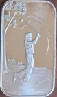 Silver Town Male Golfer 1 Oz .999 Fine Silver Art Bar, Reverse Type 15