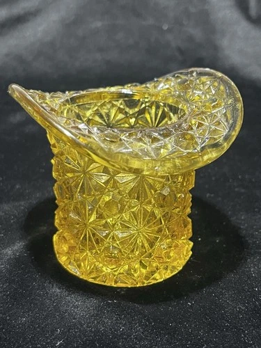 Fenton Amber Toothpick Holder Daisy and Button Top Hat Small 2.5"T x 3"L VTG