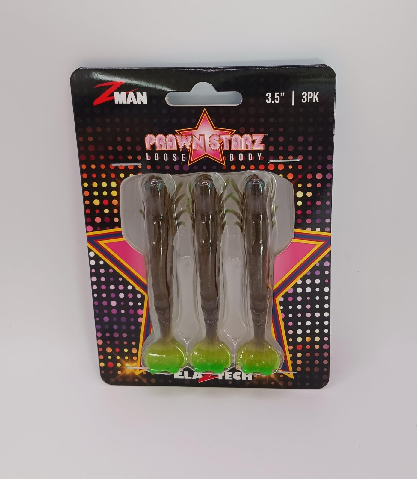 Zman PSLB35-12 PrawnstarZ Loose Body 3.5"" 3/0 Hook RootBeer Chartreuse 3CT