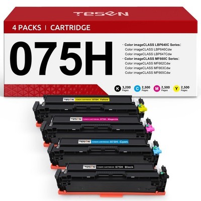 *New* 4-Pack Color ImageCLASS Canon Compat 075H High Yield Toner w/Chip