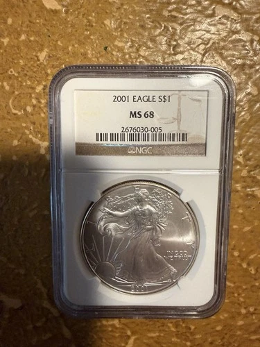 2001 AMERICAN SILVER EAGLE $1 NGC MS 68