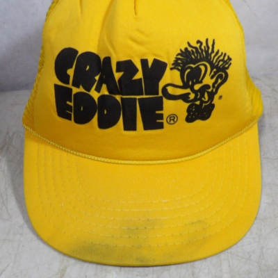 Vintage 1970s80s Crazy Eddie Snapback Cap/Hat 1 Size Foam Trucker