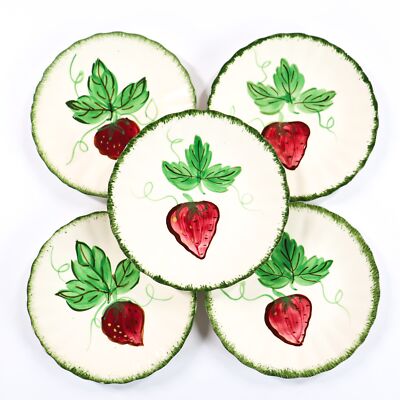 Vtg Blue Ridge Southern Pottery Potteries Wild Strawberry Bread Plates 6in
