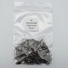 #8 SS Barrel Swivel With Interlock Snap (50pcs) *** 1 5/16" 30lb Test Strength