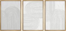 Geometric Wall Art Decor Minimalist Abstract Modern Framed Canvas Print Set of 3
