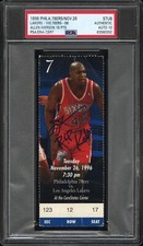 KOBE BRYANT 1ST NBA SLAM DUNK TICKET 1996 ALLEN IVERSON SIGNED “RIP KOBE”PSA/10