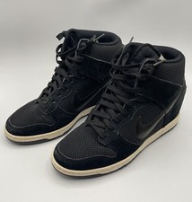 Scarpe da ginnastica Nike Dunk Sky Hi con zeppa nascosta nere scamosciate a rete 644877-001 taglia 8