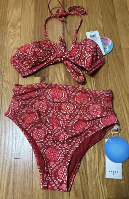 RHODE X Target Zinnia Floral Bandeau Halter Top S  & High Rise Bikini Bottom M