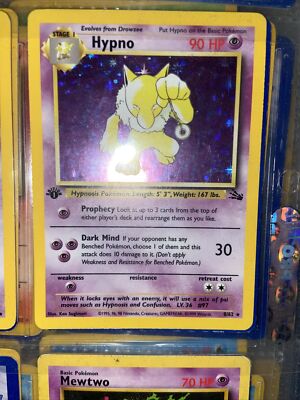 first edition hypno pokemon card Hypno 8/62 FOSSIL SET Holo Rare Pokémon TCG AGS 7 NEAR MINT main image 1