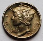 1934 Mercury Silver Dime Ch AU Toned 10C coin