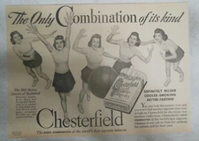 Chesterfield Cigarette Ad: Hill Sisters Basketball from 1940 Size 10 x 14 inches