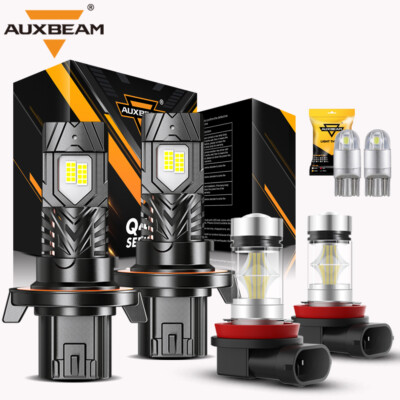 AUXBEAM Canbus H13 H11 T10 LED Headlights High Low Beam Fog Lights Combo White