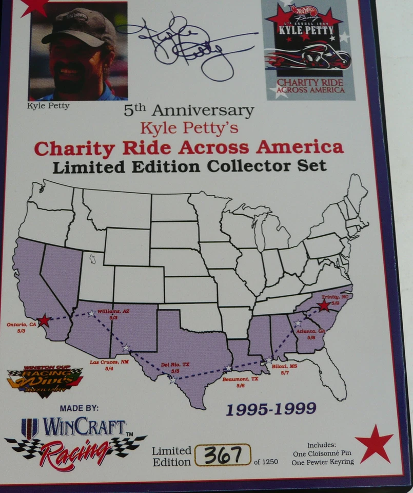 EDICIÓN LIMITADA KYLE PETTY CARIDAD PASEO A TRAVÉS DE AMÉRICA PIN SET LLAVERO NASCAR  Foto 3 de 4
